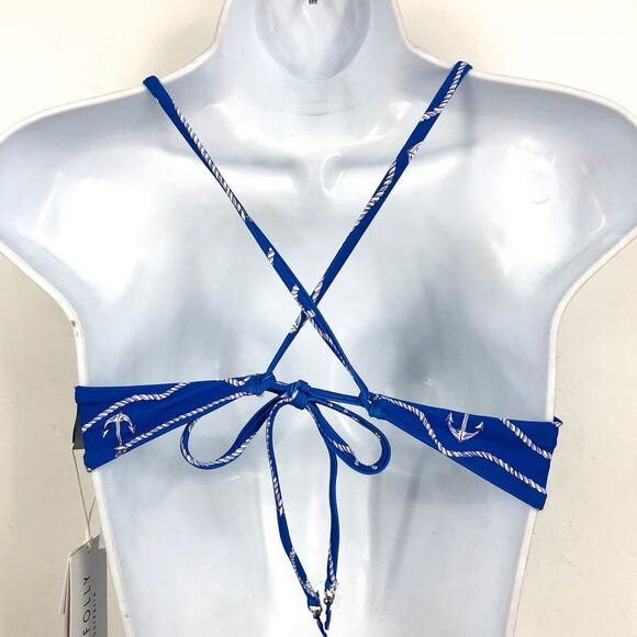 SEAFOLLY Women's Set Sail Cross Back Bralette Bikini Top Size 8 Blue Azure NWT - Picture 6 of 11